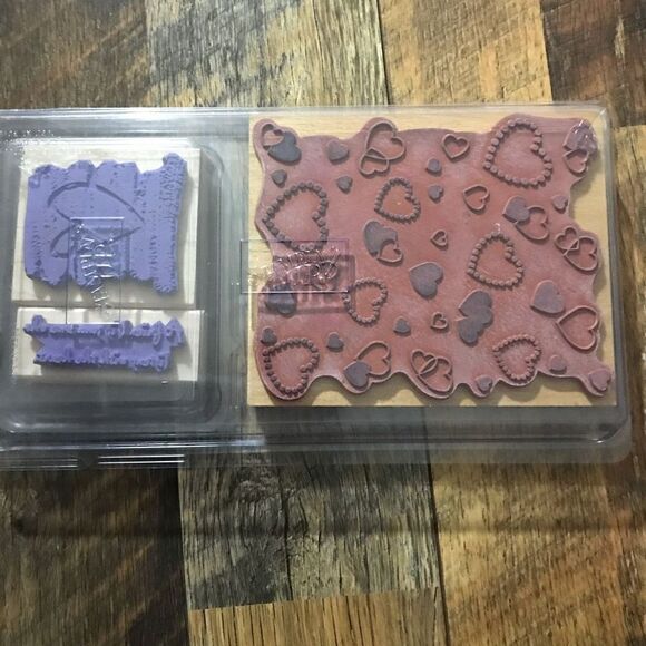 Stampin up Listen with the heart 3 pc stamp set new in case valentines - Picture 2 of 3